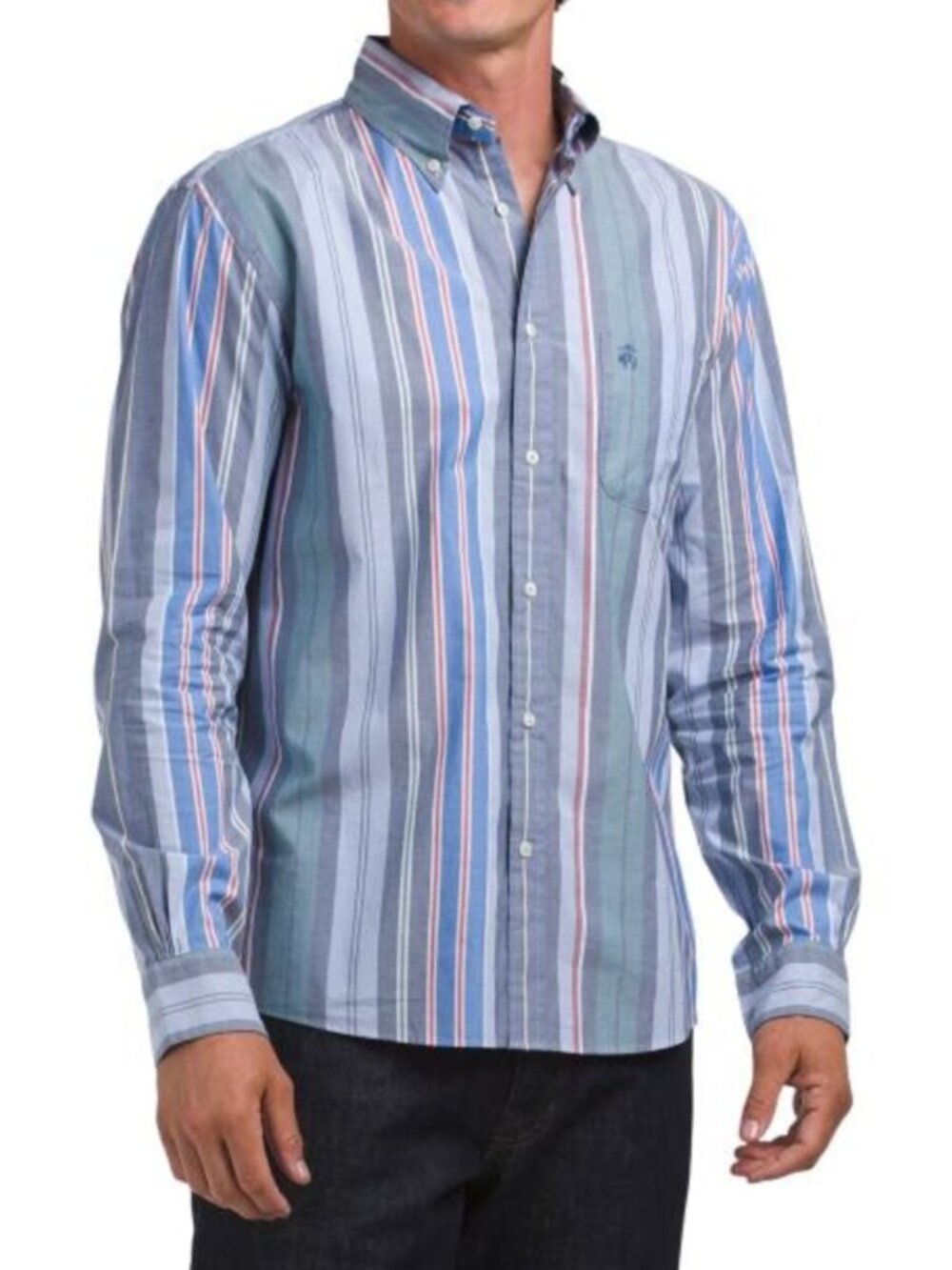 BROOKS BROTHERS Poplin Striped Long Sleeve Shirt